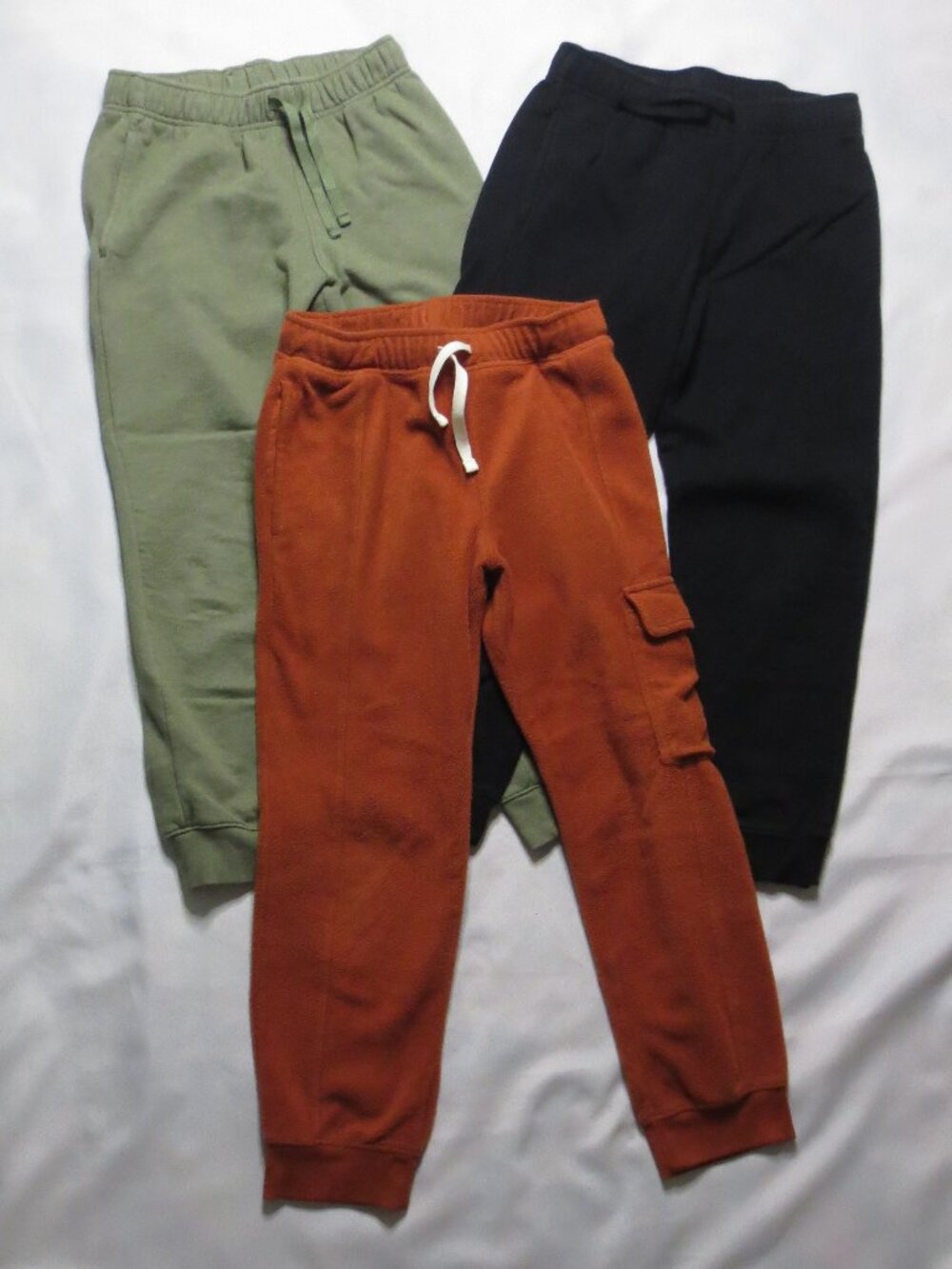 3PC LOT boys CAT & JACK unisex SWEATPANTS cargo JOGGER black ORANGE SIZE 10/12